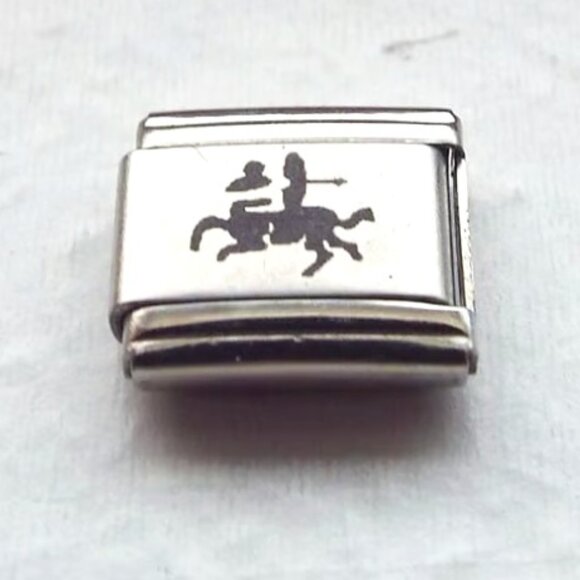 Sagittarius archer zodiac laser 9mm stainless steel Italian charm bracelet link - Picture 1 of 2